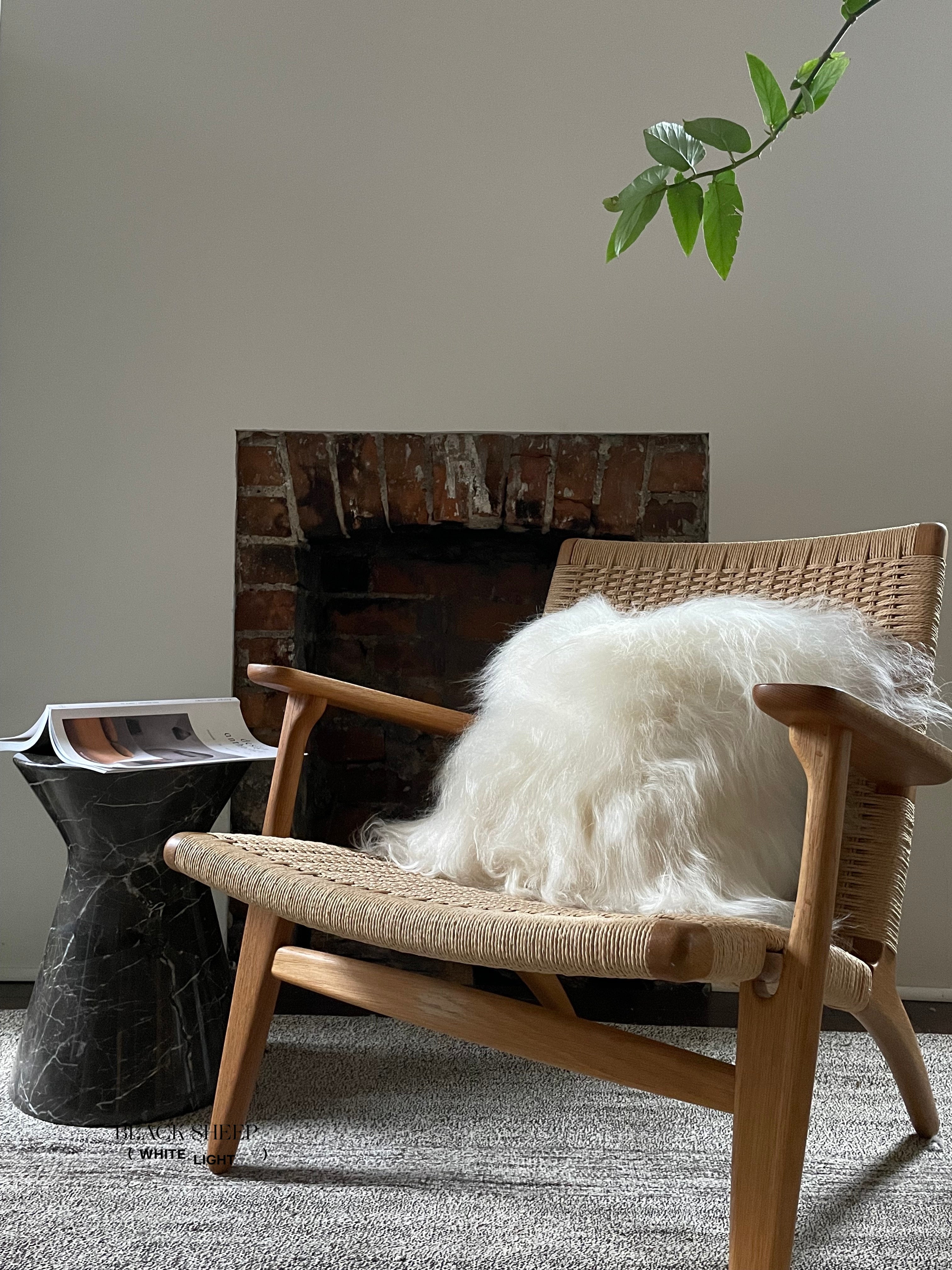 Square White Icelandic Sheepskin Pillow Cover