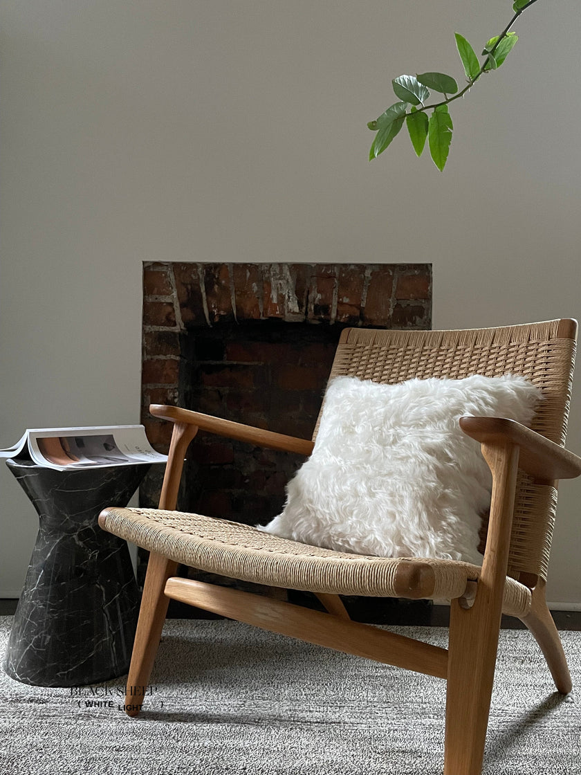 Square Shorn White Icelandic Sheepskin Pillow Cover