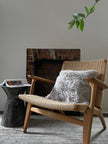 Square Shorn Linen Icelandic Sheepskin Pillow Cover
