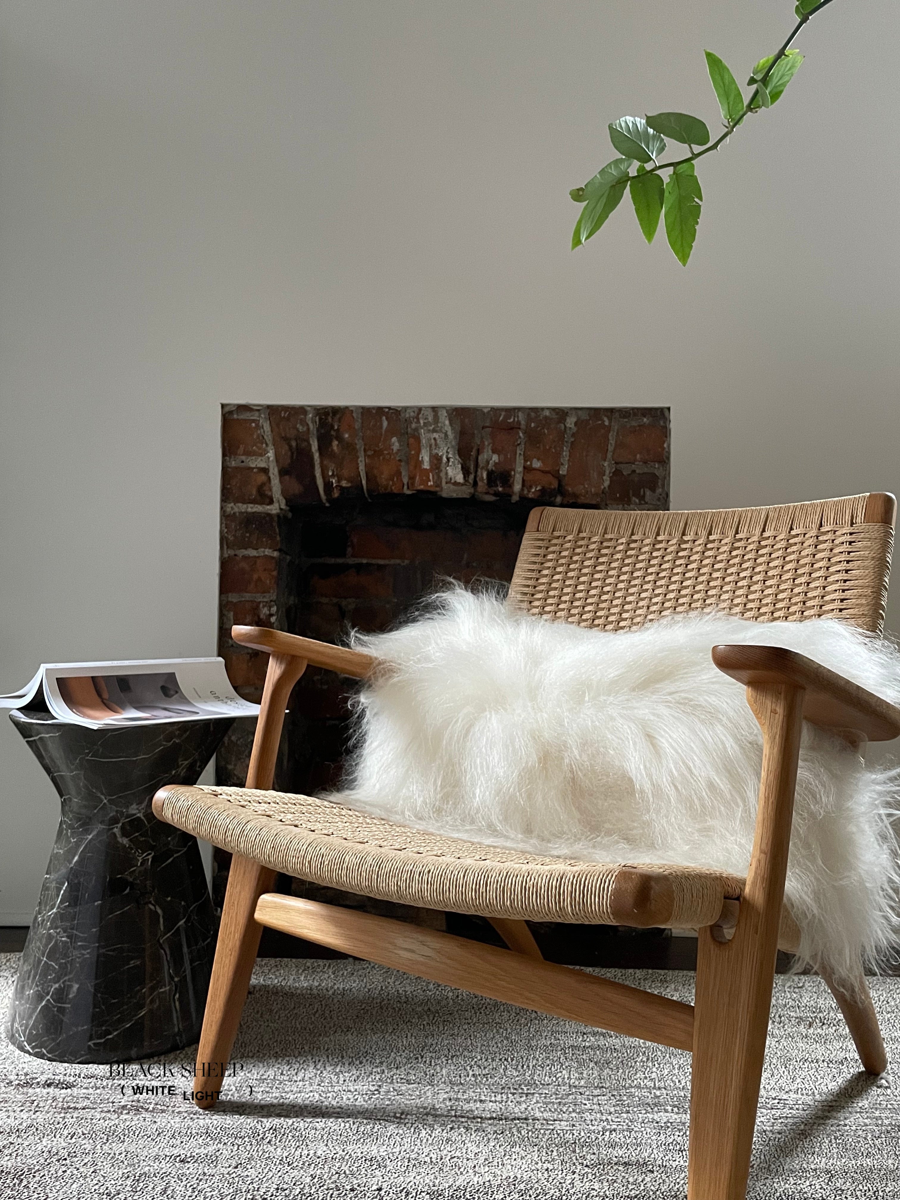 Rectangular White Icelandic Sheepskin Pillow Cover
