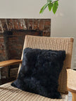 Square Shorn Black Icelandic Sheepskin Pillow Cover