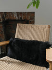 Rectangular Shorn Black Icelandic Sheepskin Pillow Cover