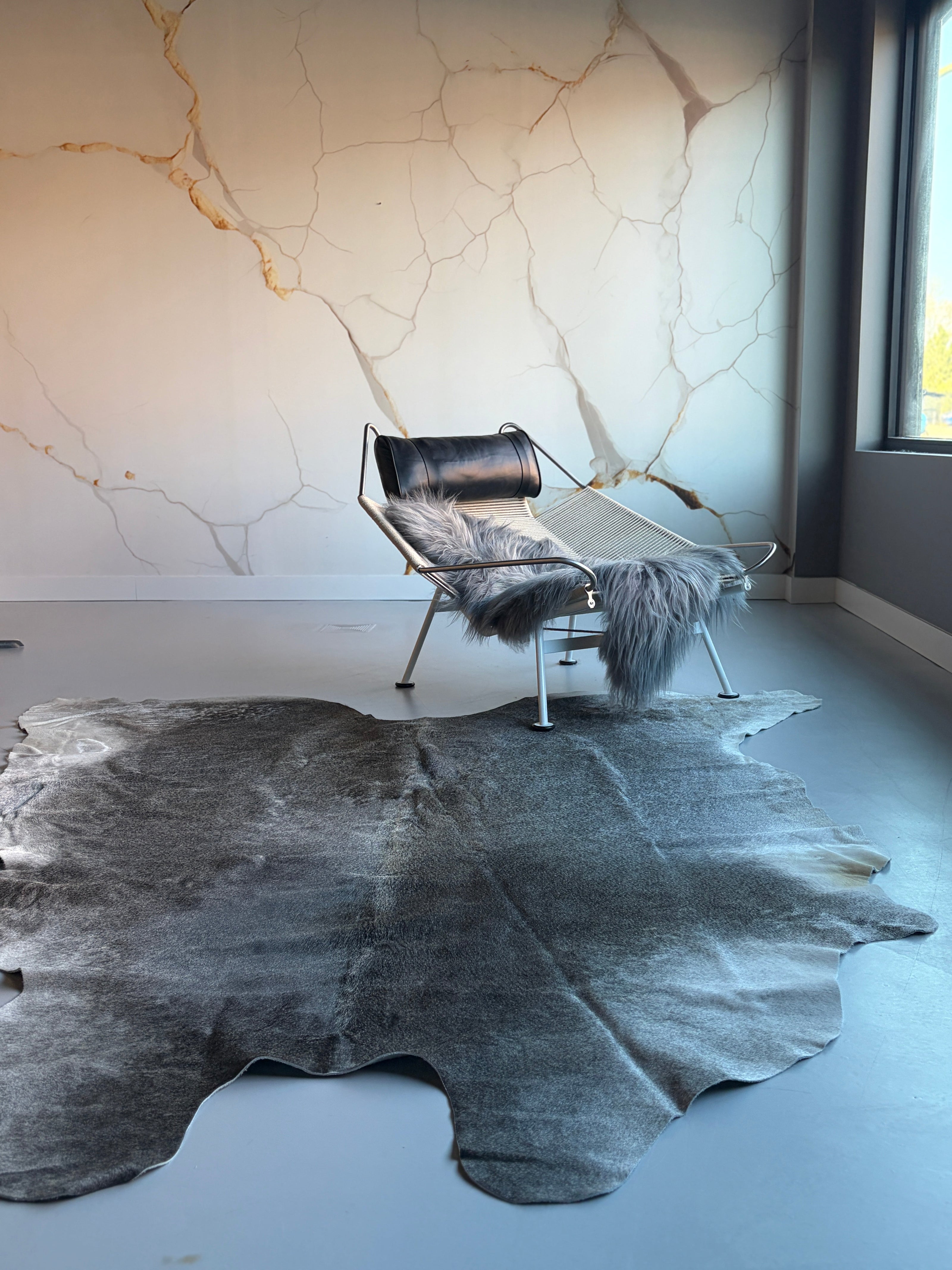 Large Dark Grey Cowhide Area Rug