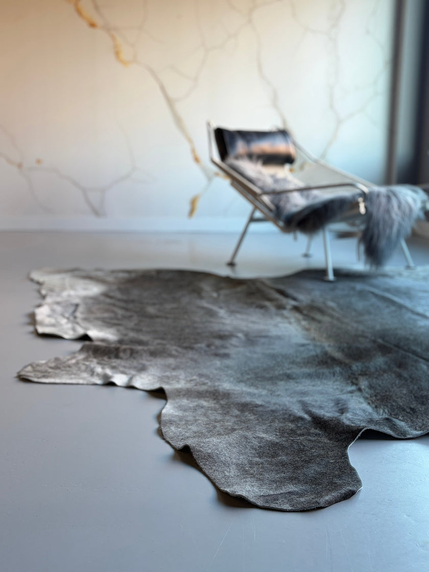 Large Dark Grey Cowhide Area Rug