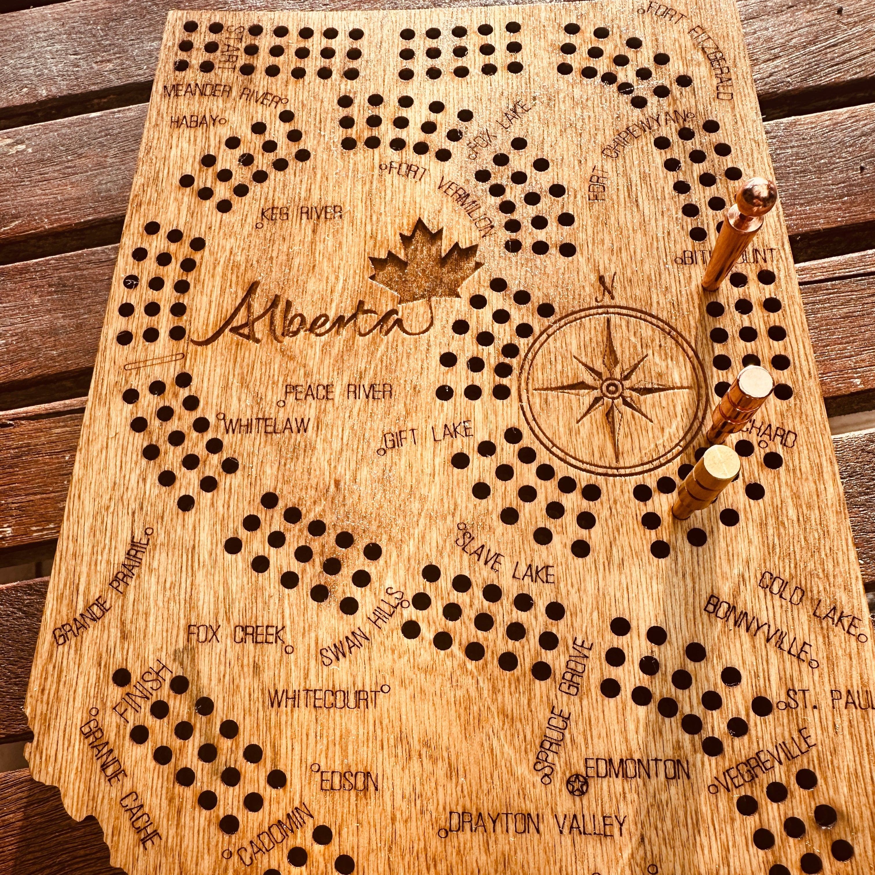 Alberta  Map Shaped Cribbage Board