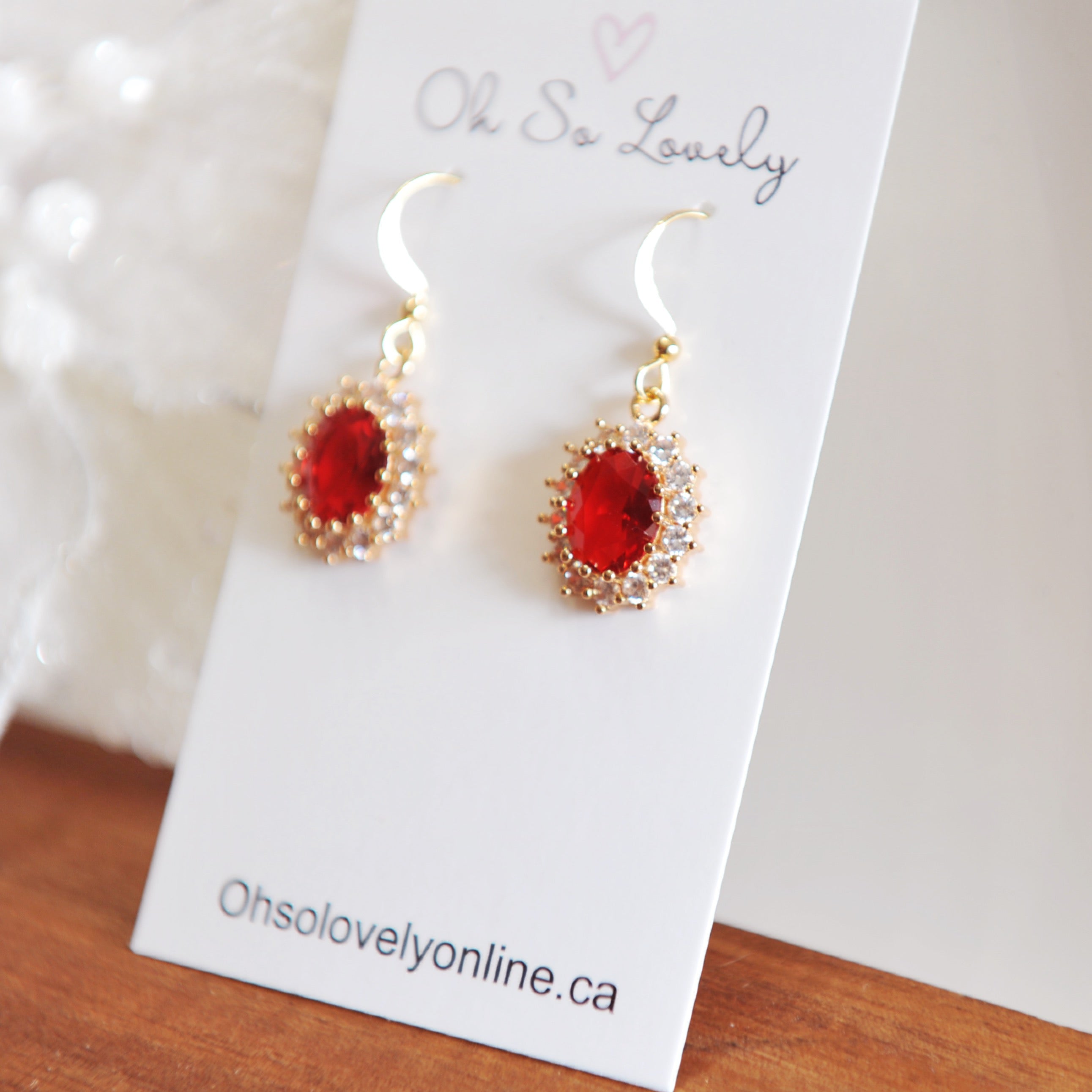 Ruby Red Drop Earrings
