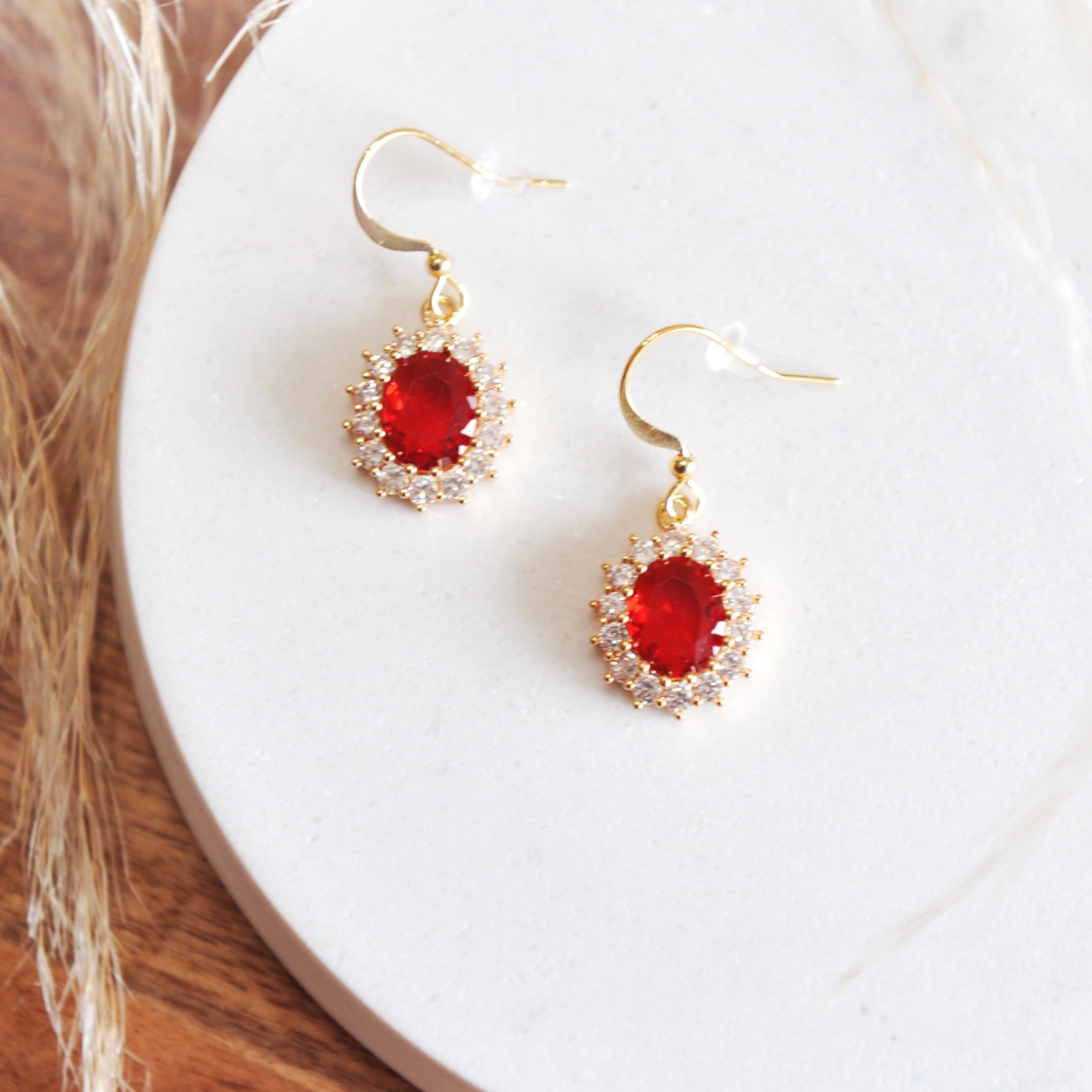 Ruby Red Drop Earrings