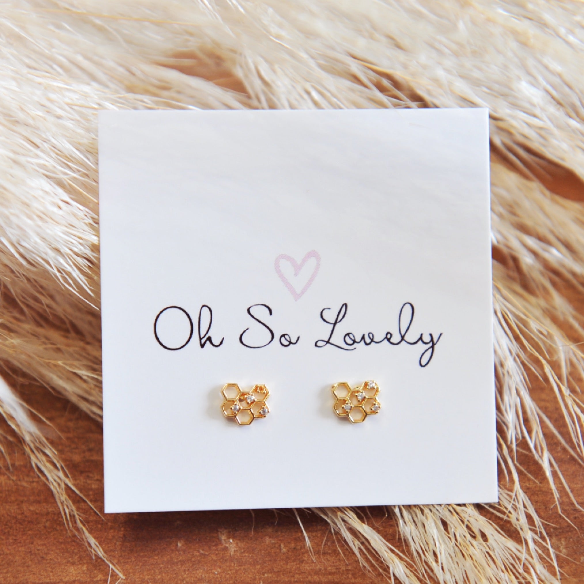 Honey Comb Stud Earrings