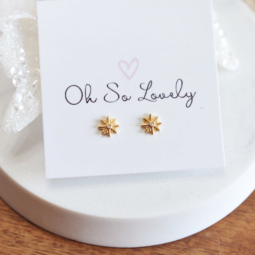 Gold Snowflake Studs
