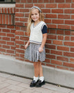 Pleated Mini Skirt | Navy Check | Rylee & Cru