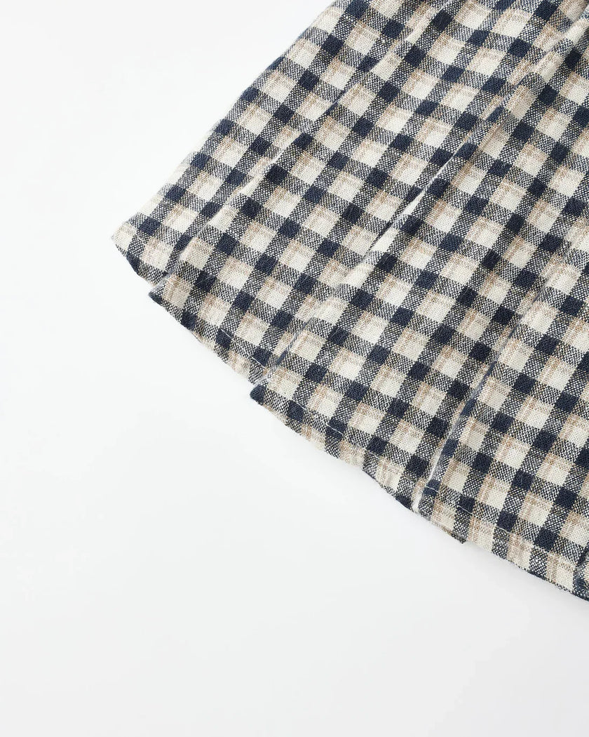 Pleated Mini Skirt | Navy Check | Rylee & Cru