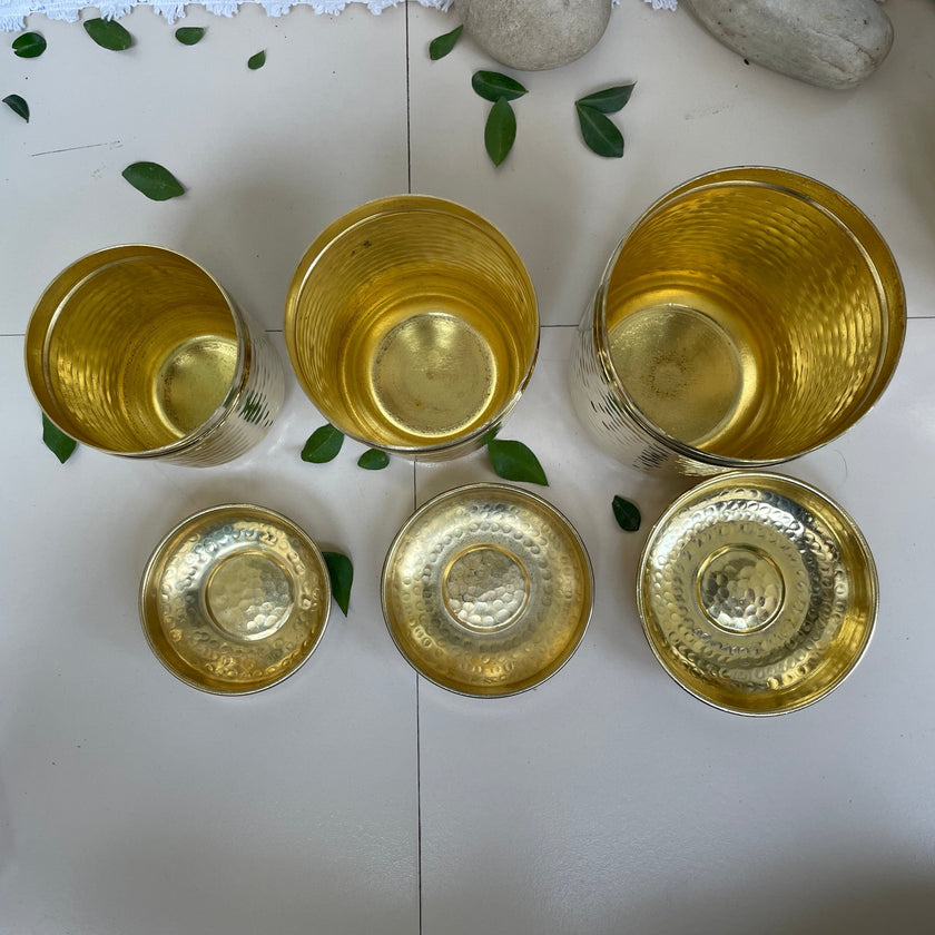 11-Piece Brass Hammered Canister Set | Airtight Pantry Storage Containers