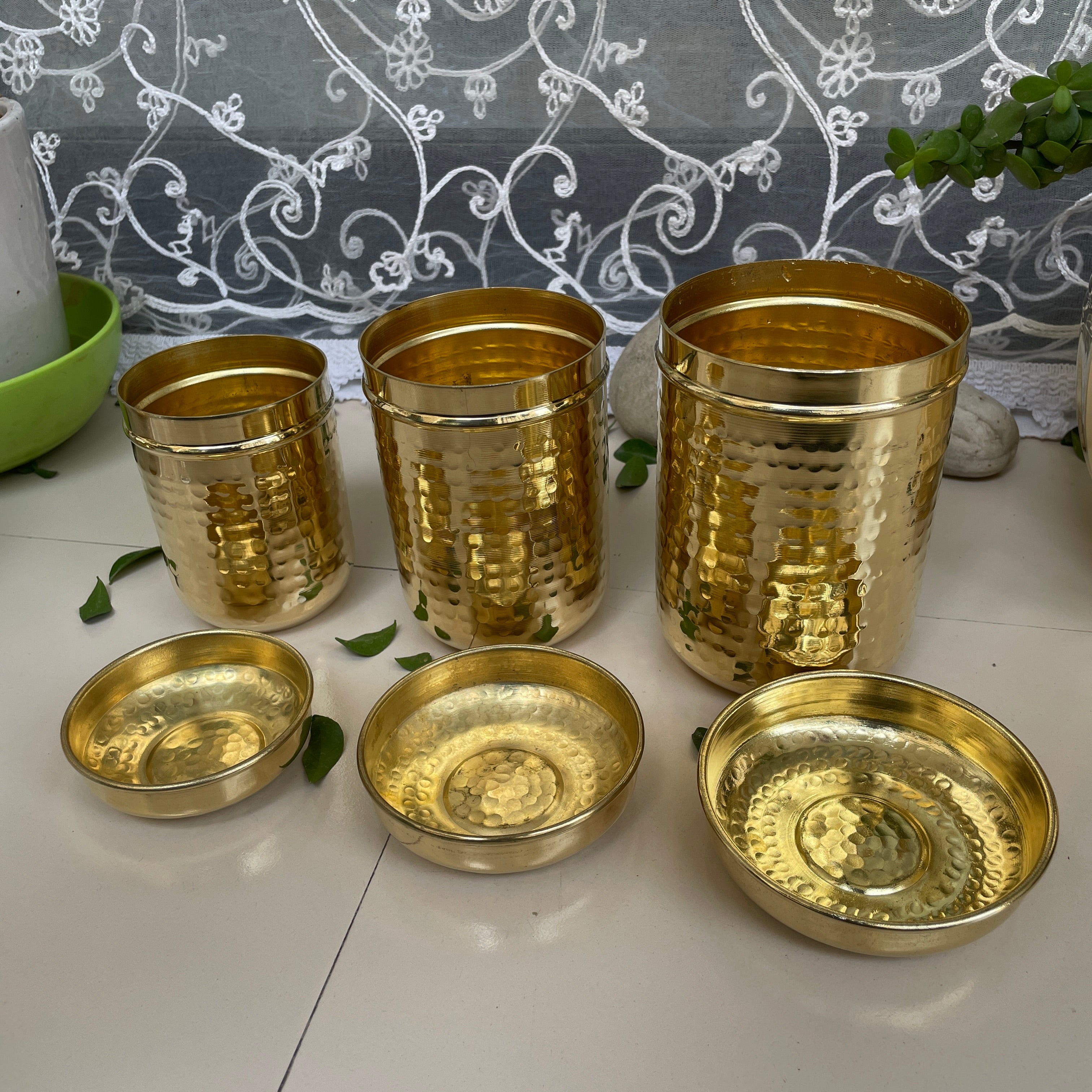 11-Piece Brass Hammered Canister Set | Airtight Pantry Storage Containers