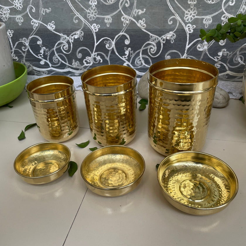 11-Piece Brass Hammered Canister Set | Airtight Pantry Storage Containers