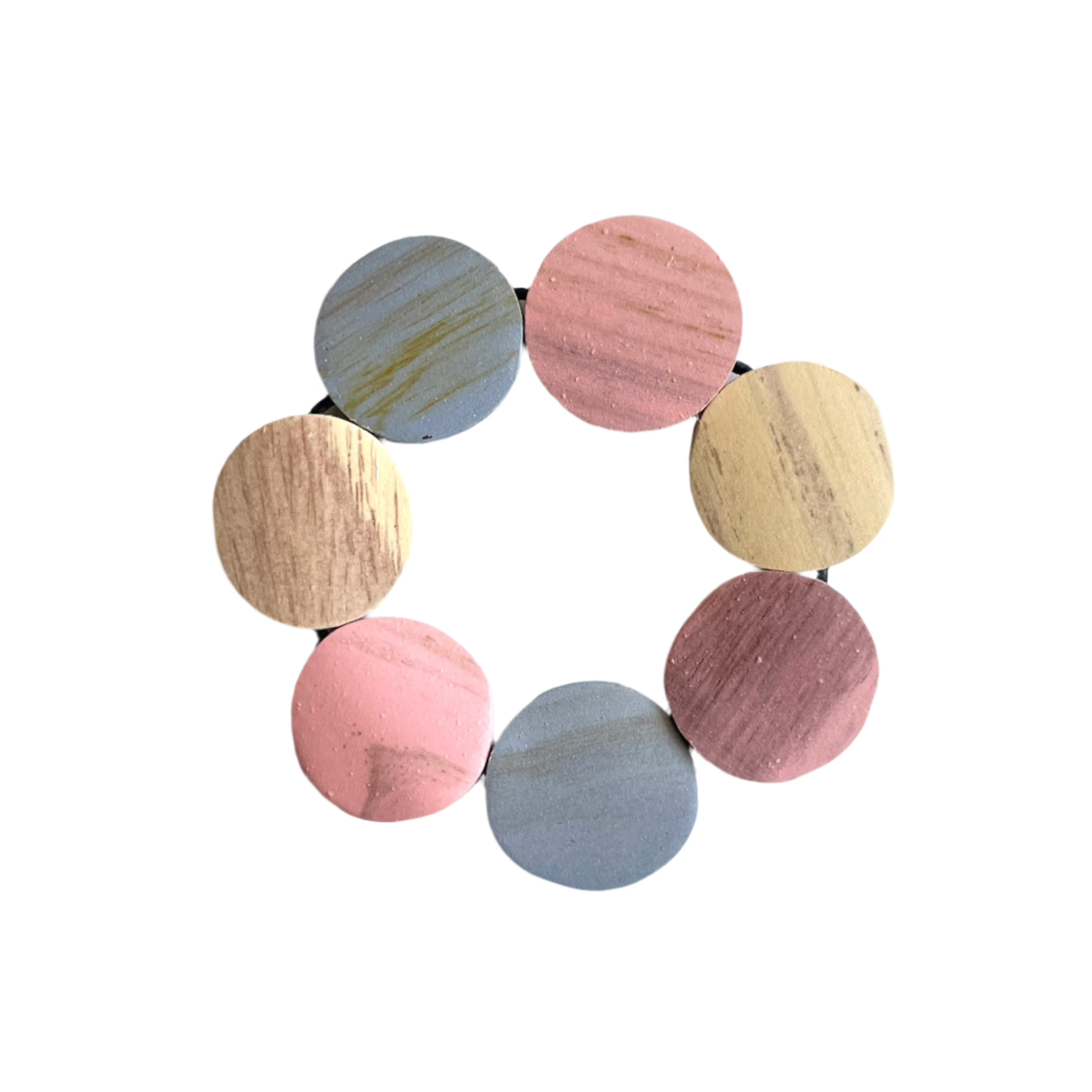 Elasticated Wooden Disc Bracelet