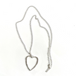 Chain Necklace with Open Heart Pendant - Silver Plate