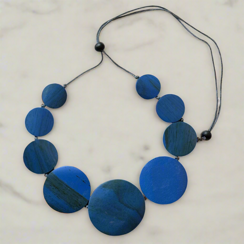 Wooden Flat Disk Necklace