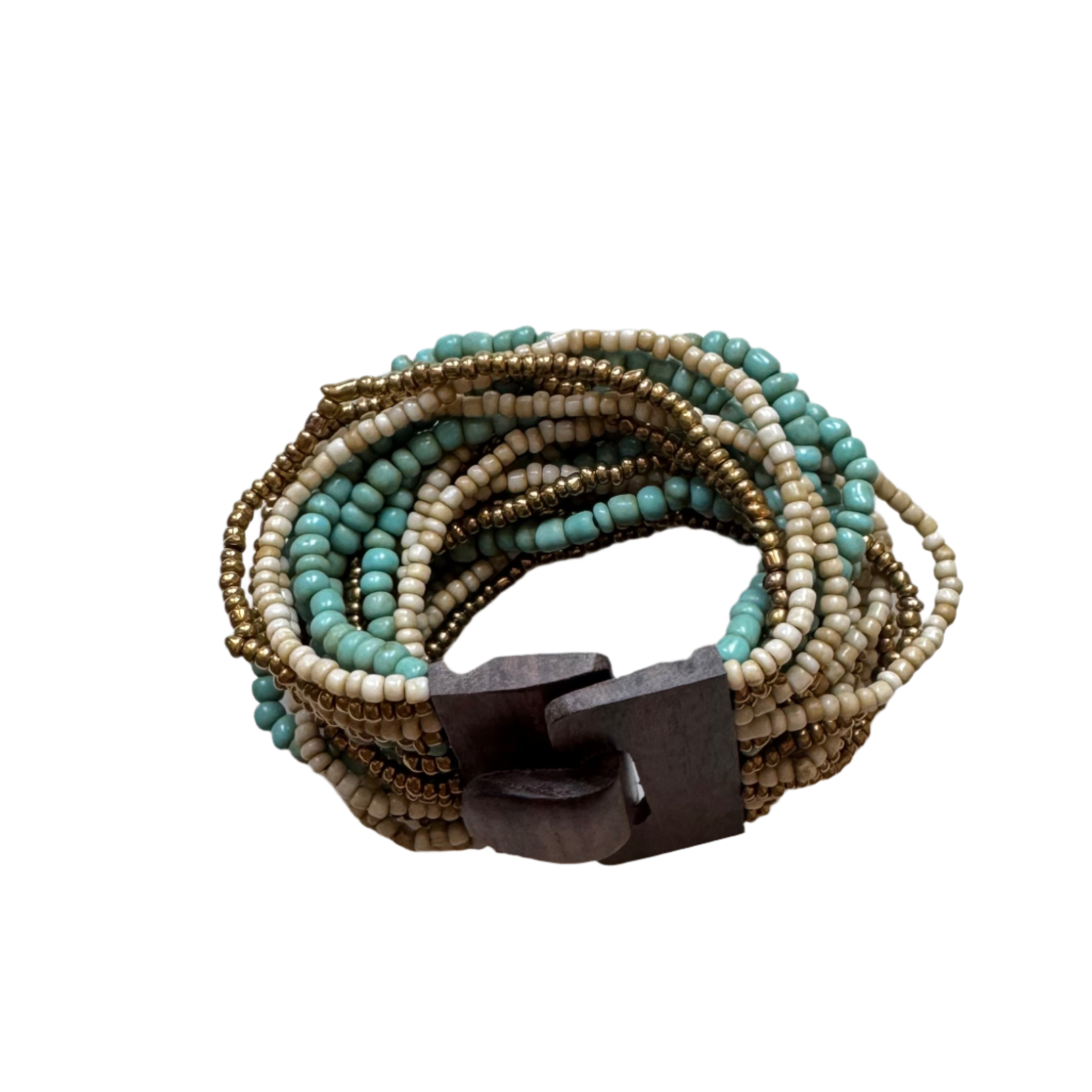 Mixed Bead Bracelet with Wooden Clasp