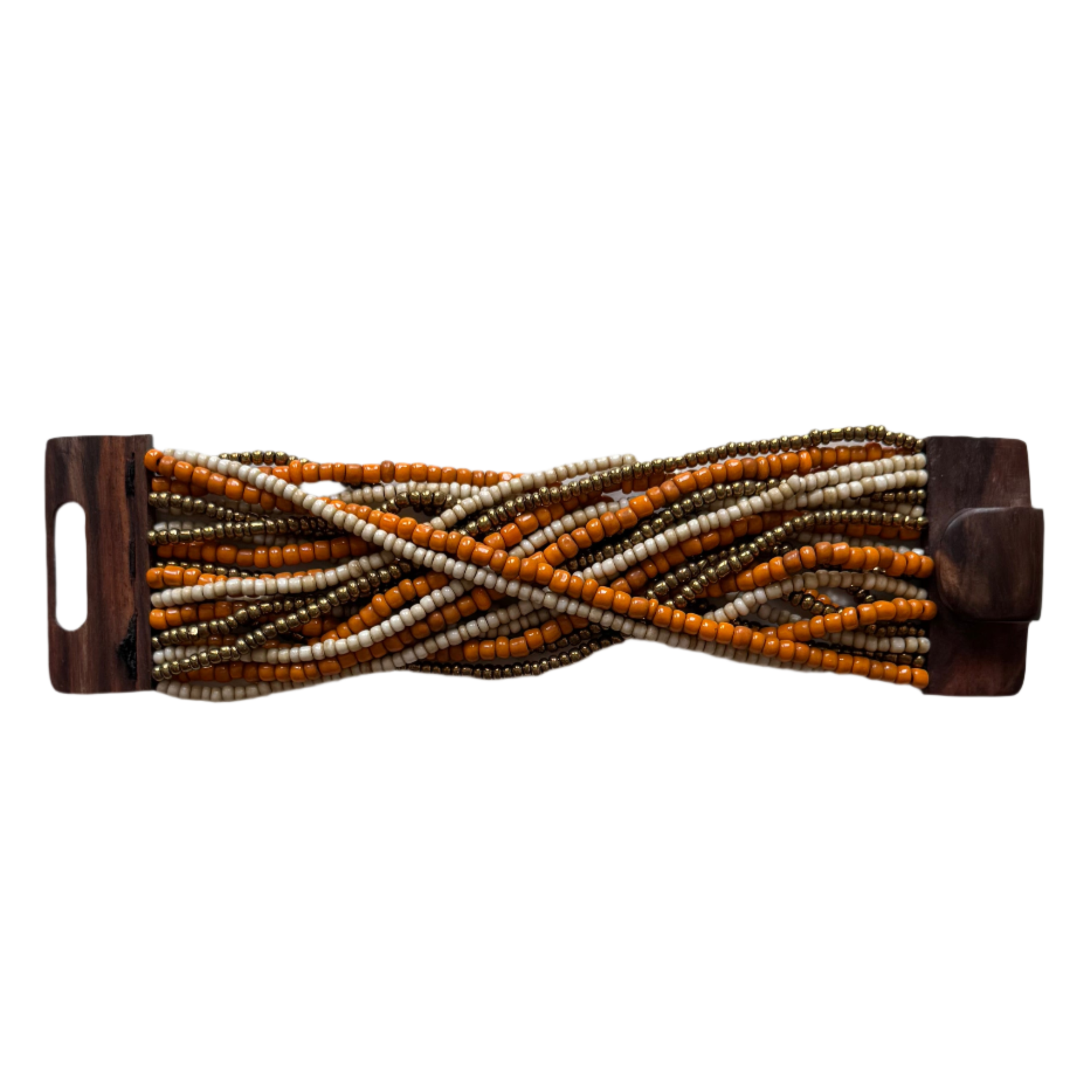 Mixed Bead Bracelet with Wooden Clasp