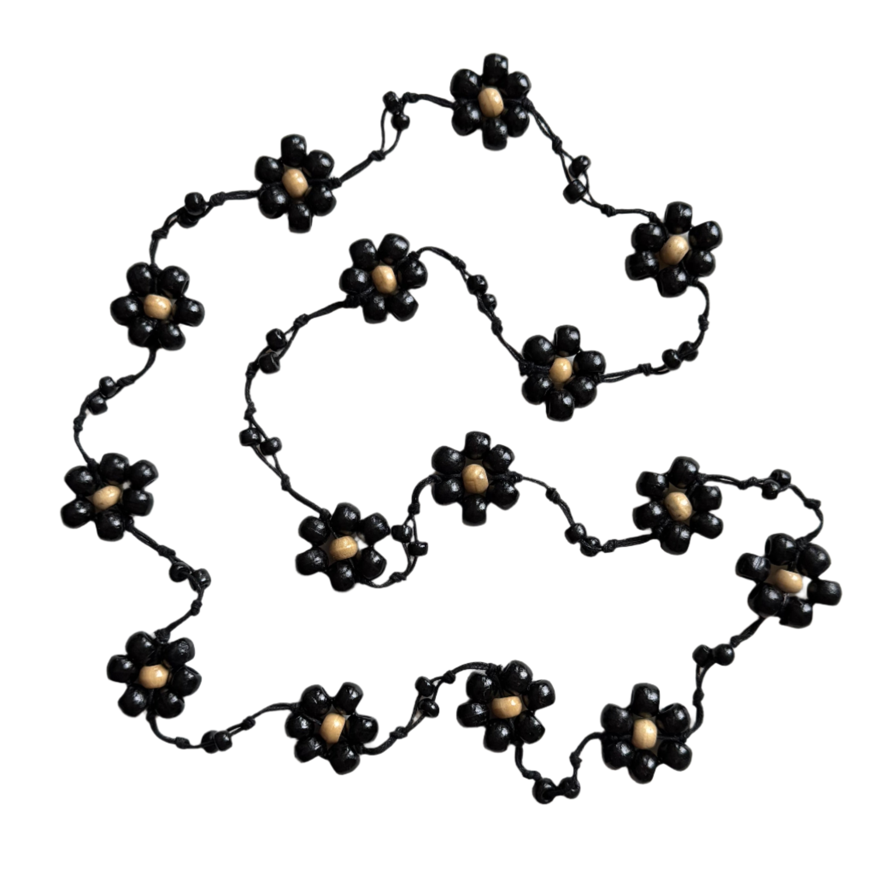Wooden Ball Flower Necklace