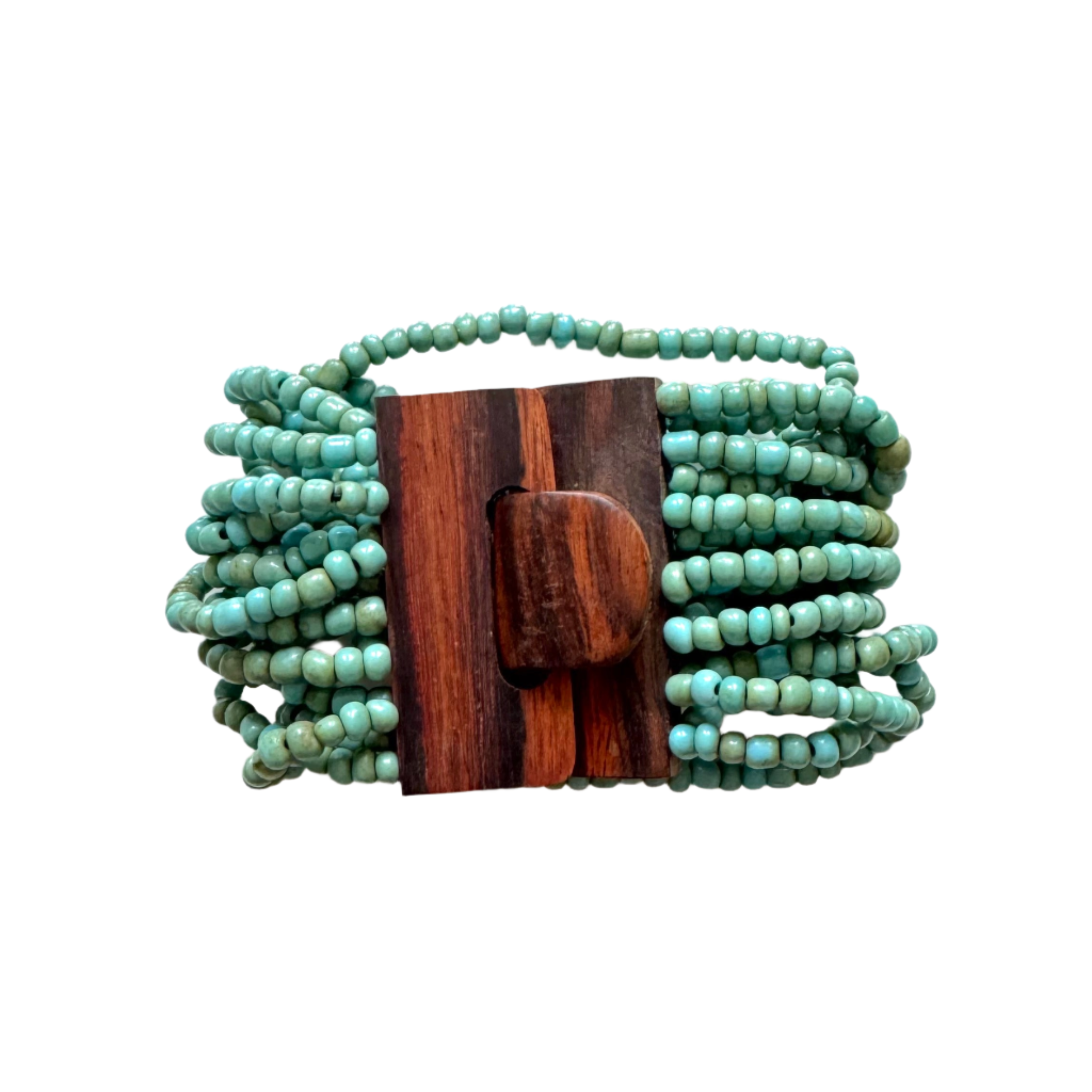 Beaded Bracelet with Wooden Clasp