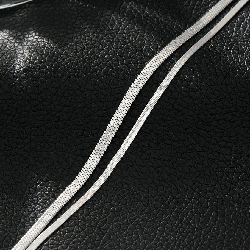 INESE Silver (White Gold): Snake-Skin Textured 2-Layer Bracelet
