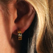 INIS: Wide Mini Hoop Gold Earrings with a Solitaire Zirconia Gemstone