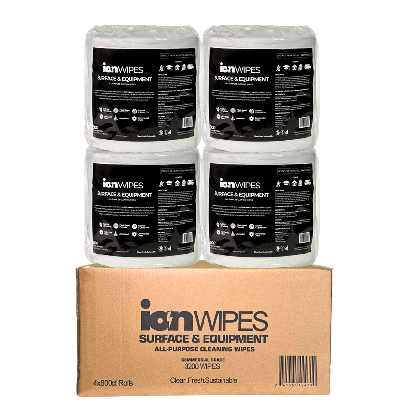 Gym Wipes with Wall Mounted Stainless Steel Dispenser Black – 3200 Wipes (4 x 800) Equipment Cleaning Starter Pack