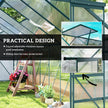 Aluminum Greenhouse Polycarbonate Walk-in Garden Greenhouse with Sliding Door, 20' x 8', Green