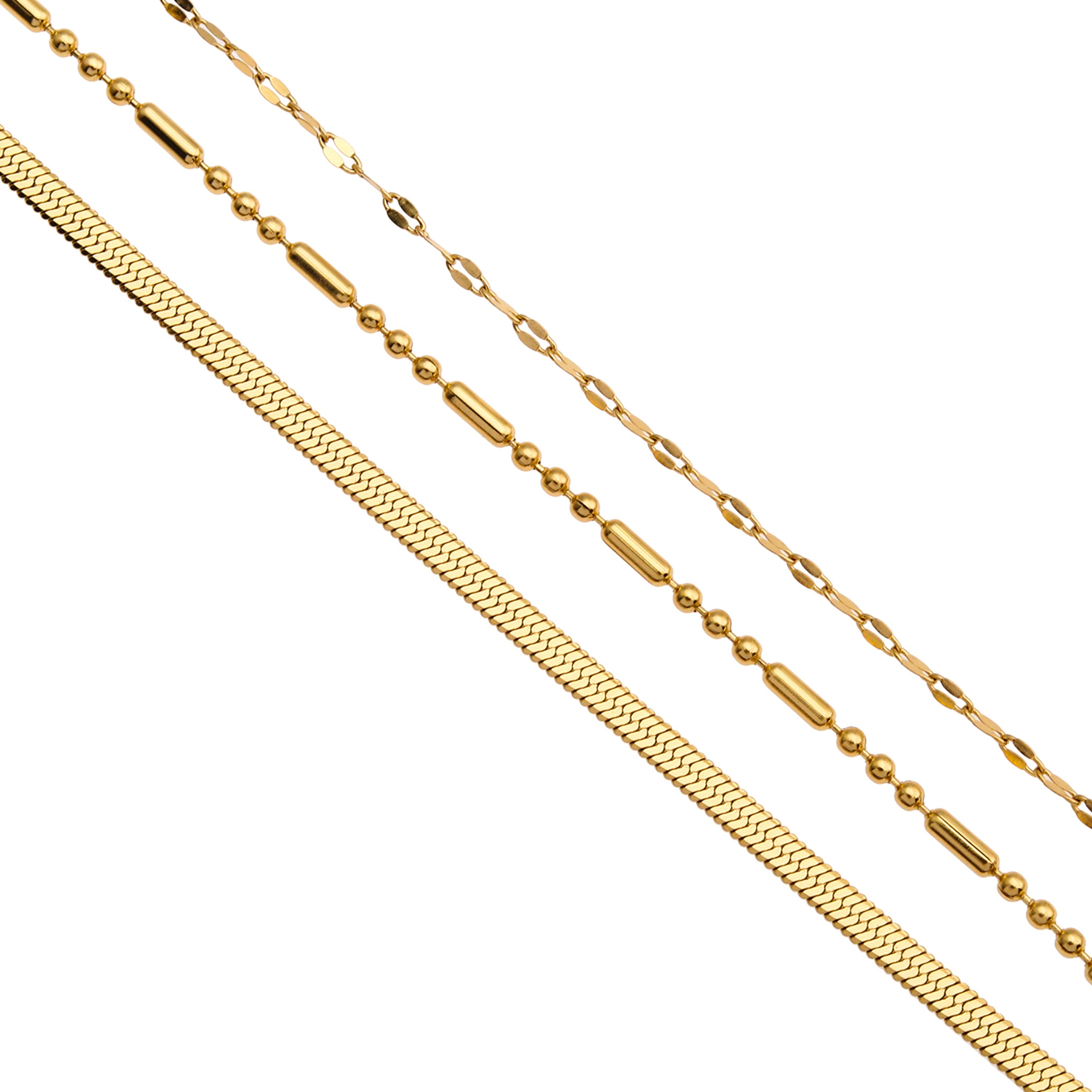 IRIS Triple Layer Multi Chain Gold Necklace