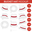 Bucket Hat - Mockup and Template - 10 Angles, Layered, Detailed and Editable Vector in EPS, SVG, AI, PNG, DXF and PDF