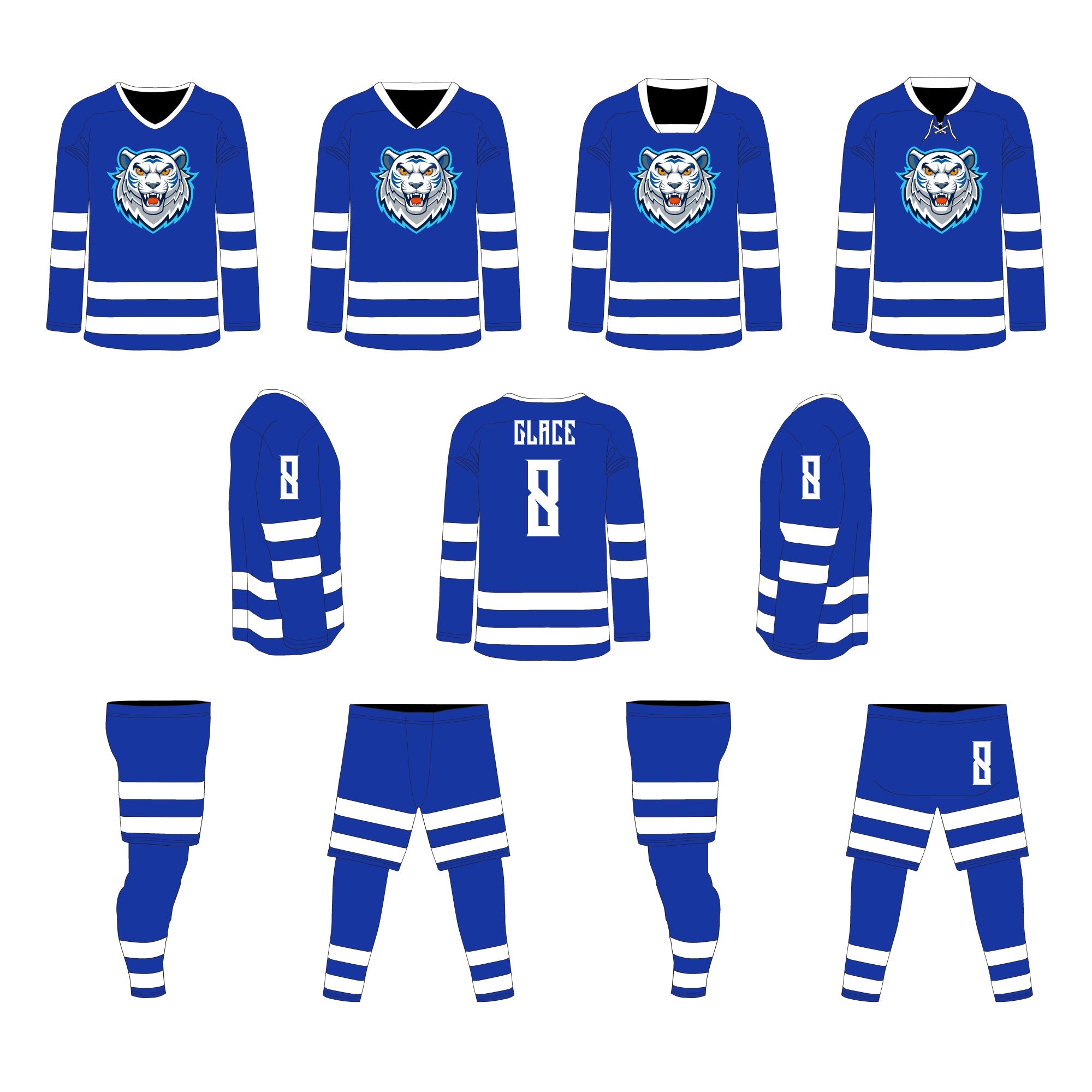 Hockey Jersey - Mockup and Template - 4 Angles, 4 Styles, Layered, Detailed and Editable Vector in EPS, SVG, AI, PNG, DXF and PDF