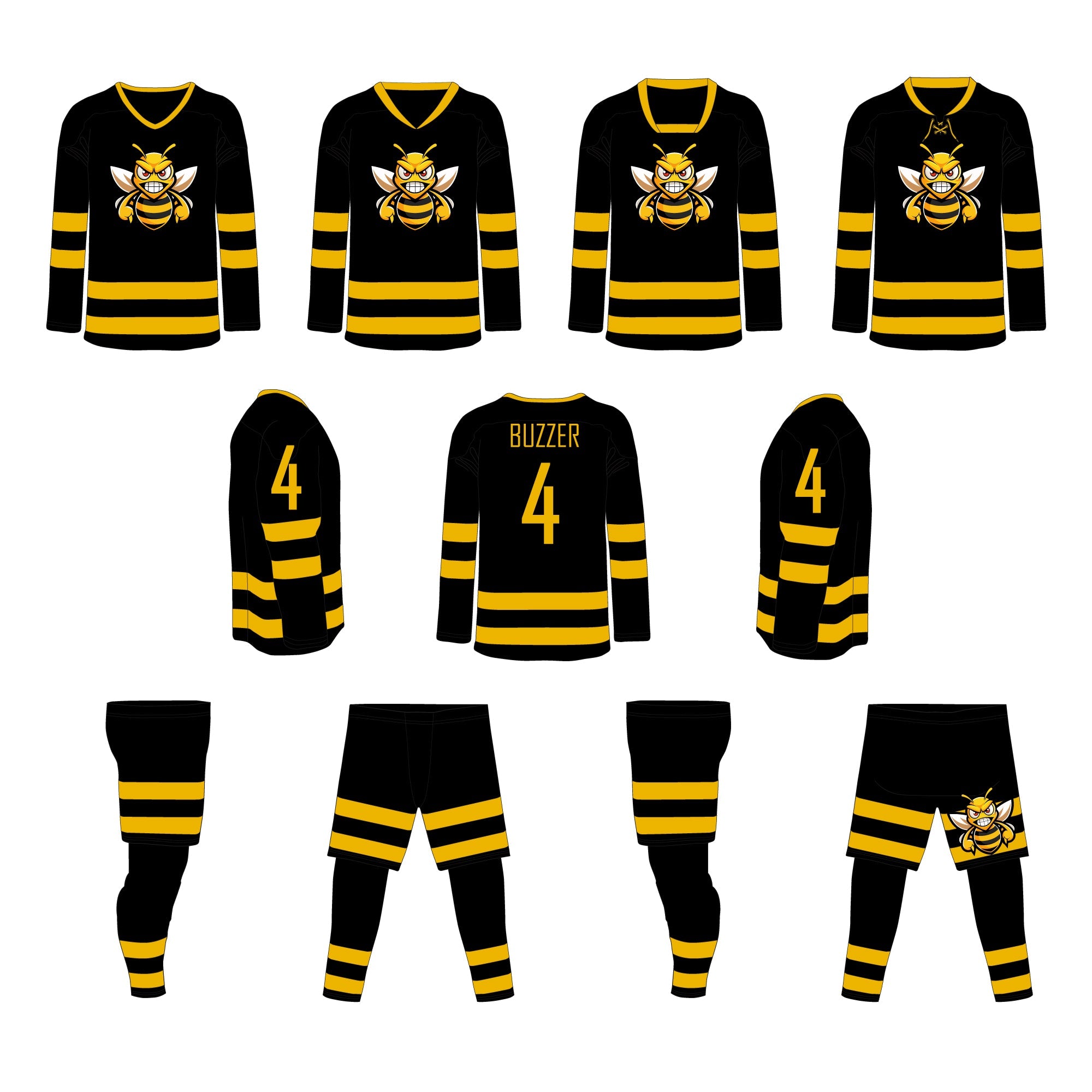 Hockey Jersey - Mockup and Template - 4 Angles, 4 Styles, Layered, Detailed and Editable Vector in EPS, SVG, AI, PNG, DXF and PDF