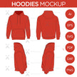 Hoodie - Mockup and Template - 4 Angles, 1 Style, Layered, Detailed and Editable Vector in EPS, SVG, AI, PNG, DXF and PDF