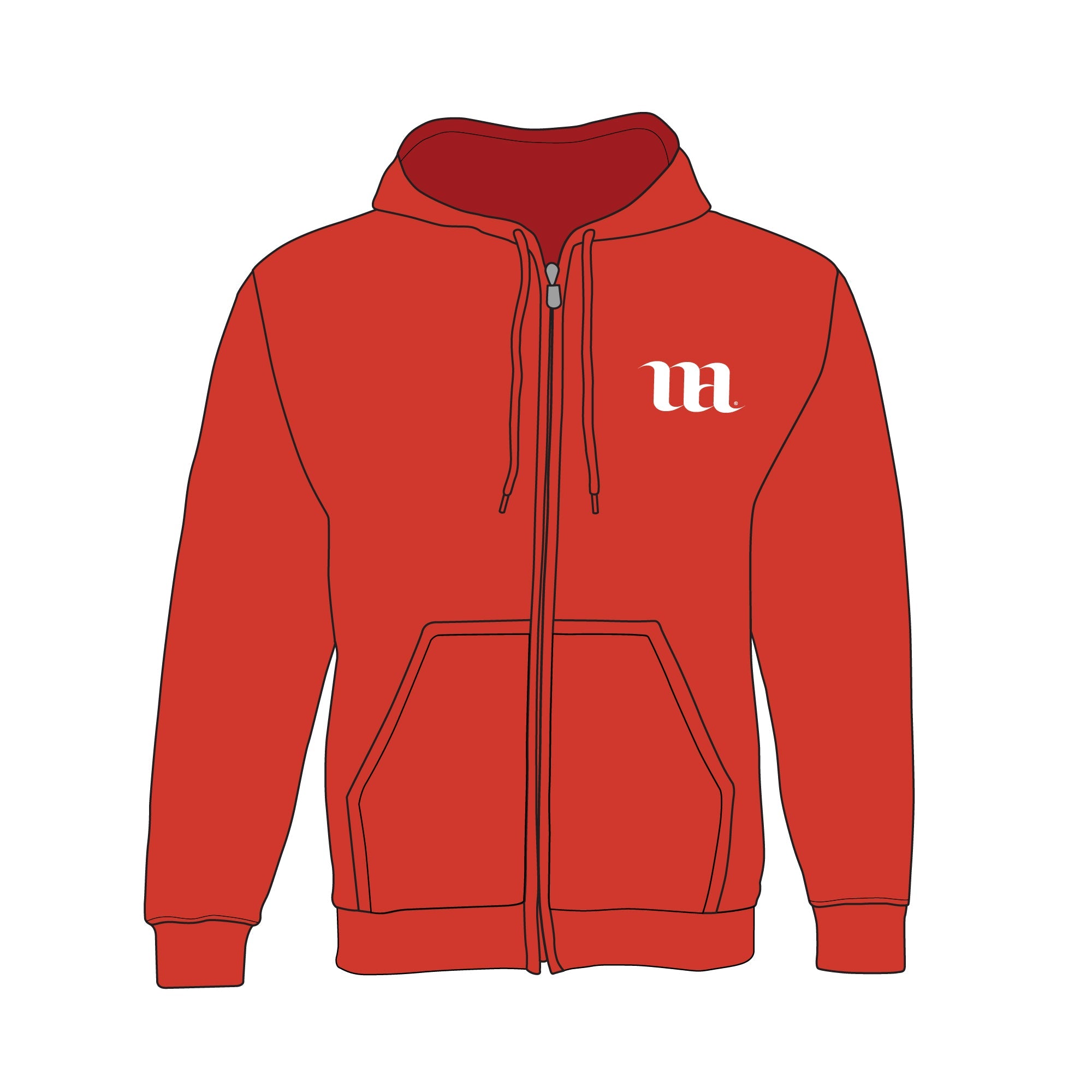 Hoodie with Zipper - Mockup and Template - 4 Angles, 1 Style, Layered, Detailed and Editable Vector in EPS, SVG, AI, PNG, DXF and PDF