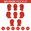 Ski Mask w/ 3 Holes - Mockup and Template - 8 Angles, 1 Style, Layered, Detailed and Editable Vector in EPS, SVG, AI, PNG, DXF and PDF