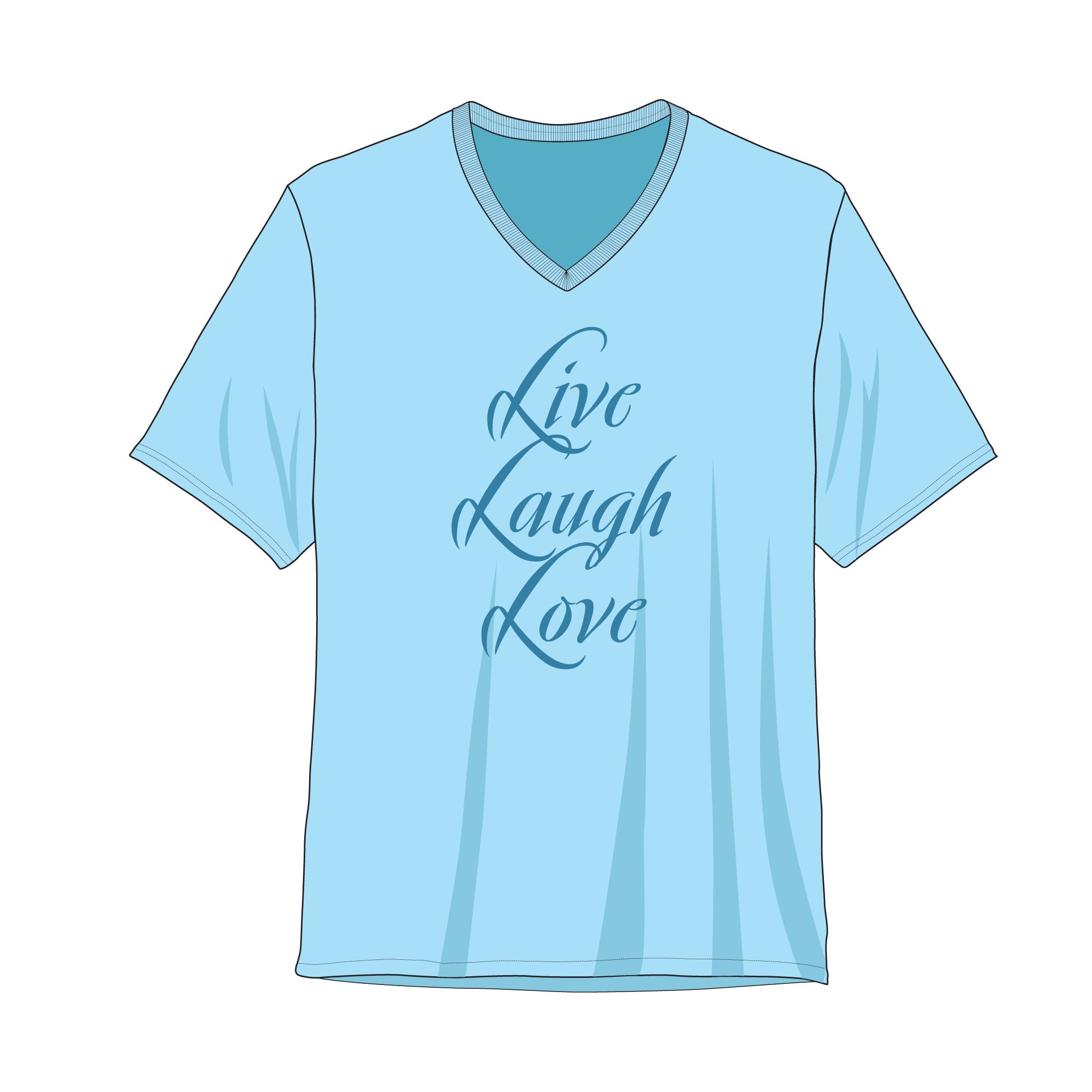 T-Shirts and V-Neck Shirts - Mockup and Template - 8 Angles, 2 Styles, Layered, Detailed and Editable Vector in EPS, SVG, AI, PNG, DXF and PDF
