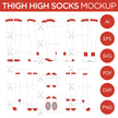Thigh High Socks - Mockup and Template - 11 Angles, Layered, Detailed and Editable Vector in EPS, SVG, AI, PNG, DXF and PDF