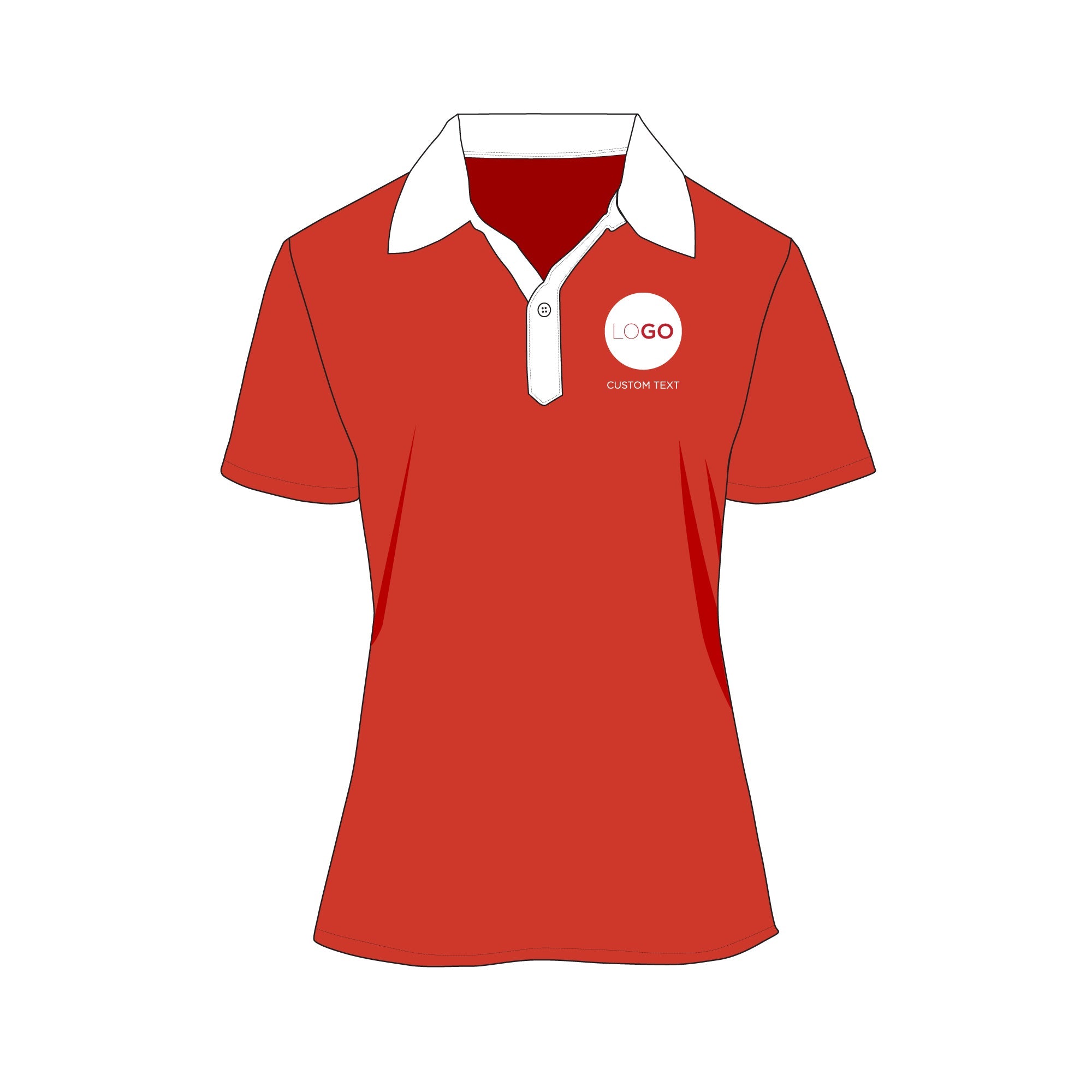 Women's Golf/Polo Shirt - Mockup and Template - 4 Angles, 1 Style, Layered, Detailed and Editable Vector in EPS, SVG, AI, PNG, DXF and PDF