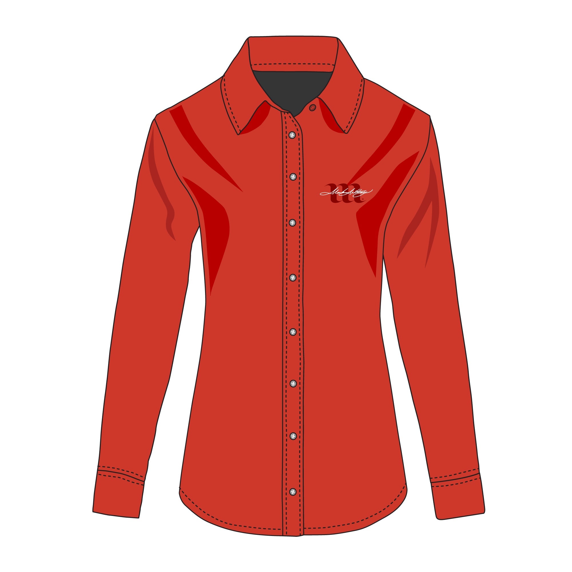 Women's Long Sleeve Dress Shirt - Mockup and Template - 4 Angles, 1 Style, Layered, Detailed and Editable Vector in EPS, SVG, AI, PNG, DXF and PDF