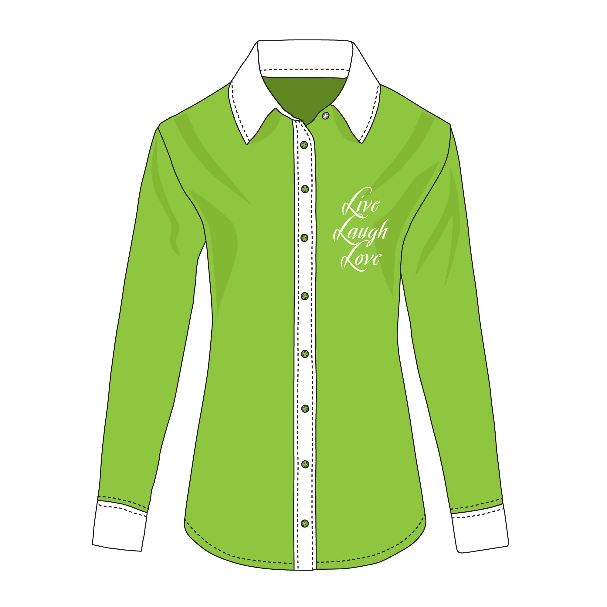 Women's Long Sleeve Dress Shirt - Mockup and Template - 4 Angles, 1 Style, Layered, Detailed and Editable Vector in EPS, SVG, AI, PNG, DXF and PDF