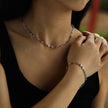 IZARA Silver (White Gold):  Paperclip & Oval Bead Chain Bracelet – Modern Minimal Statement Jewellery