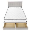 Base de lit Queen avec 2 tiroirs rangement tissus gris - Monarch (I6020Q)