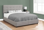 Base de lit Queen avec 2 tiroirs rangement tissus gris - Monarch (I6020Q)