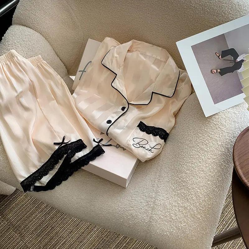 Ice Silk Pajamas for Women – Lightweight V-Neck Summer Sleepwear Set Canada