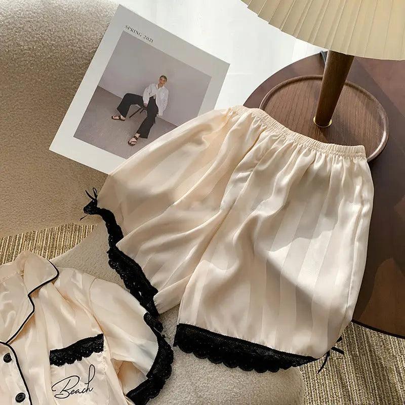 Ice Silk Pajamas for Women – Lightweight V-Neck Summer Sleepwear Set Canada