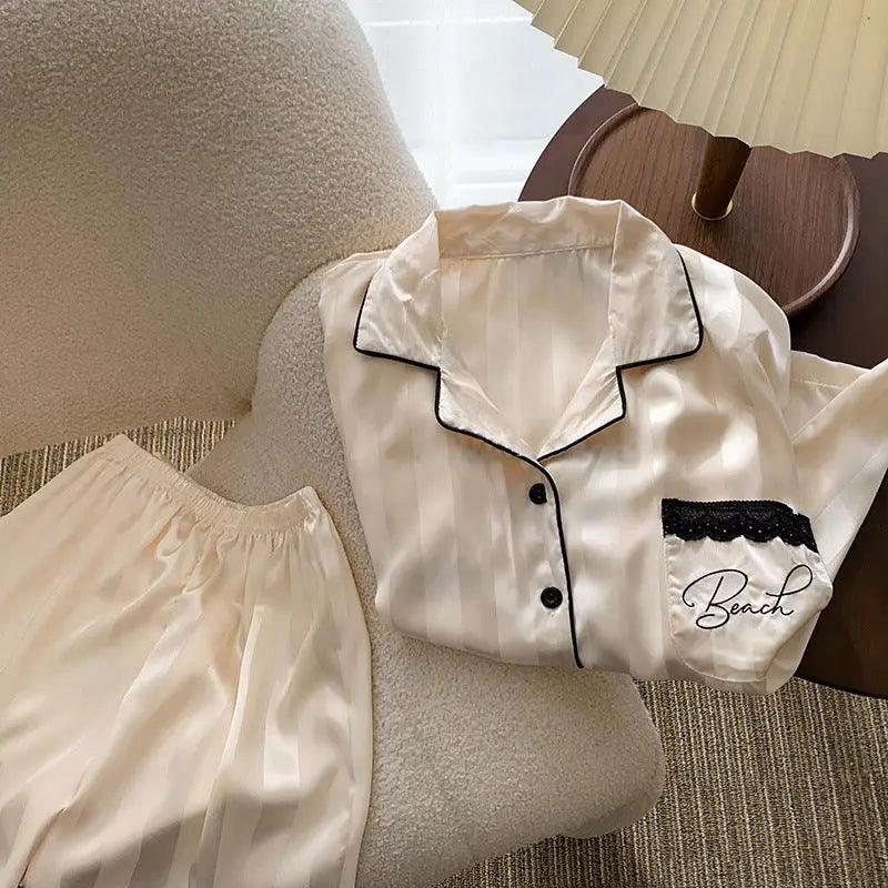 Ice Silk Pajamas for Women – Lightweight V-Neck Summer Sleepwear Set Canada