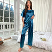 Ice Silk Pajamas For Women Summer Short Sleeve Trousers
