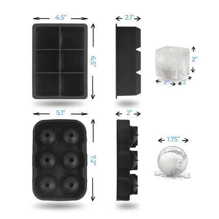 2 in 1 Pack Large Silicone Ice Cube Tray Mold