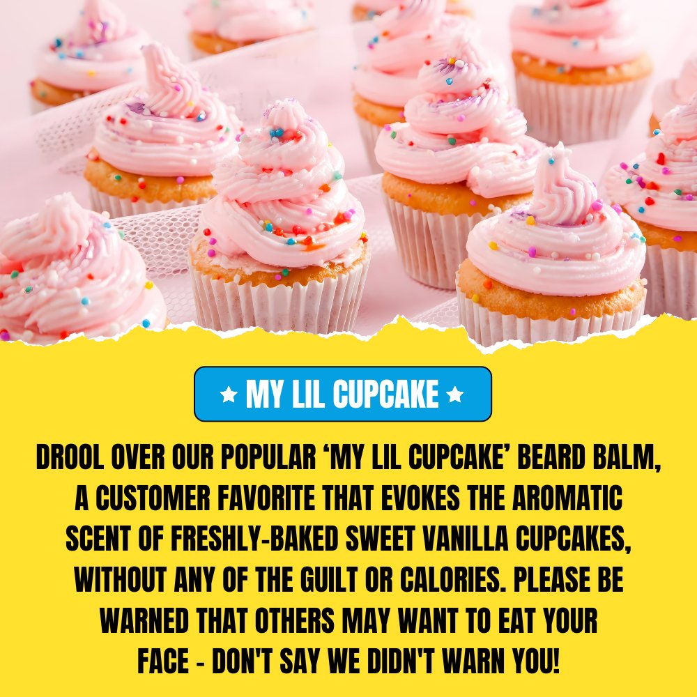 My Lil Cupcake Beard Balm (56g) – Sweet Vanilla Cupcake with Creamy Buttercream Scent | Strong Hold & Conditioning Balm